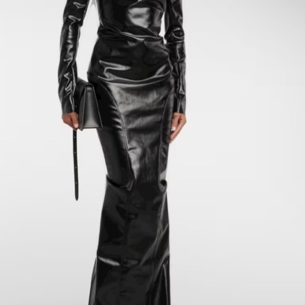 Chic Black Faux Leather Dress